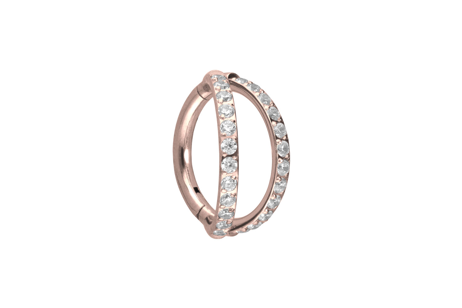 Titan Segmentring Clicker Piercing 2 RINGE + EINGEFASSTE KRISTALLE